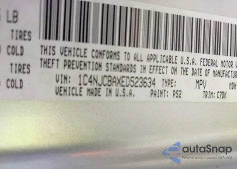 2014 Jeep Compass Sport z USA, uszkodzony, nr VIN 1C4NJCBAXED523634